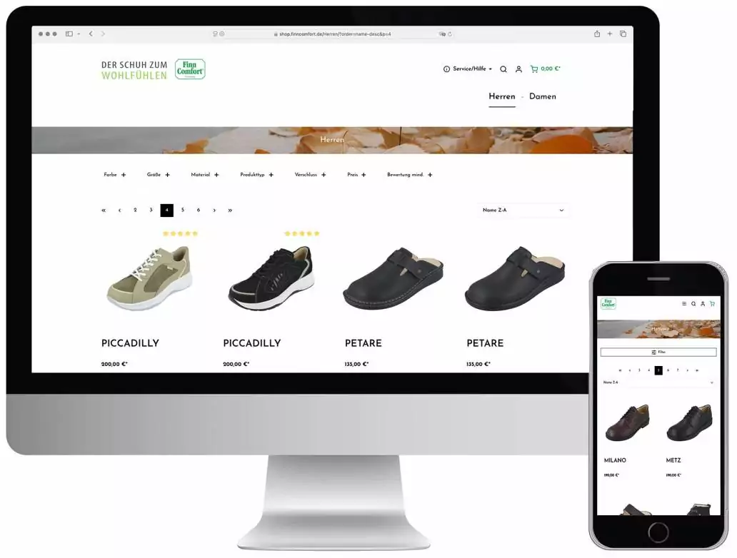 ecommerce multichannel system finncomfort gesundheitsschuhe